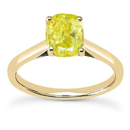 Cushion Diamond Solitaire Ring 14K Yellow Gold VS1 1.02 Carat