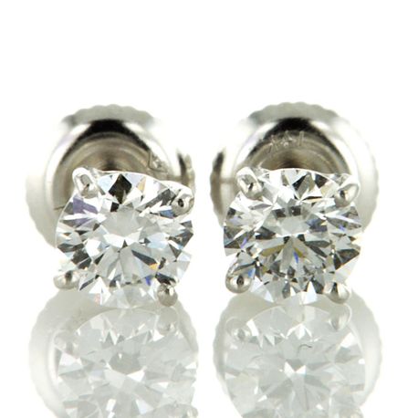 Diamond Stud Earrings Round 1.10 TCW E/F VVS2 Lab Created 14K White Gold