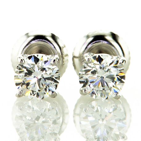 Round Diamond Stud Earrings 1.00 TCW E VS1/2 Lab Created 14K White Gold IGI Certified