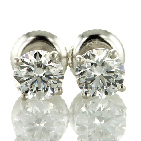 Diamond Stud Earrings Round Cut E VVS2/VS1 Lab Created 14K White Gold 1.30 TCW