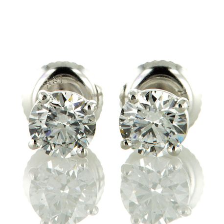 Diamond Stud Earrings Round Lab Created 1.10 TCW E VVS2 14K White Gold IGI Cert