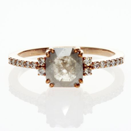 Radiant Diamond Engagement Ring Fancy Gray 1.22 TCW 14K Rose Gold