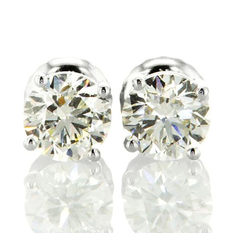Diamond Stud Earrings Round Shape Real G/H SI1/SI2 14K White Gold 1.17 TCW