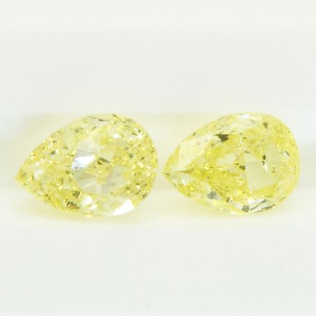 Pear Shape Diamond Pair Natural Fancy Yellow Color SI1/2 0.91 TCW