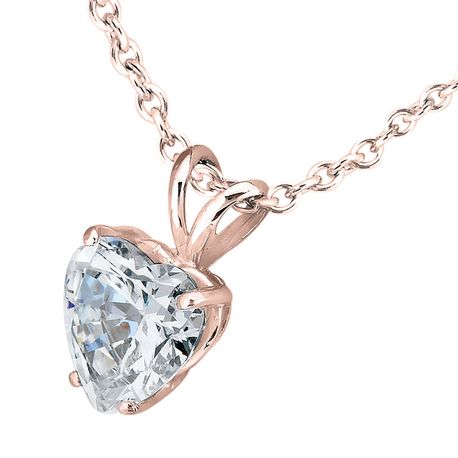 IGI Certificate 1.00 Carat SI1/D Heart Cut Natural Diamond Rose Gold Necklace