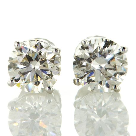 2.02 Carat Diamond Stud Earrings Round Shape Real H/I VS2/SI1 14K White Gold