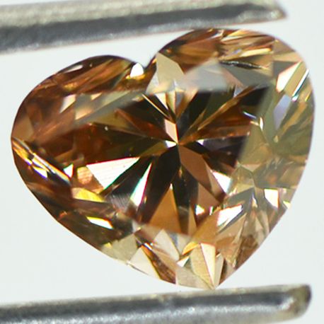 Heart Diamond Fancy Orangy Brown Color 0.94 Carat VS2 GIA Certificate