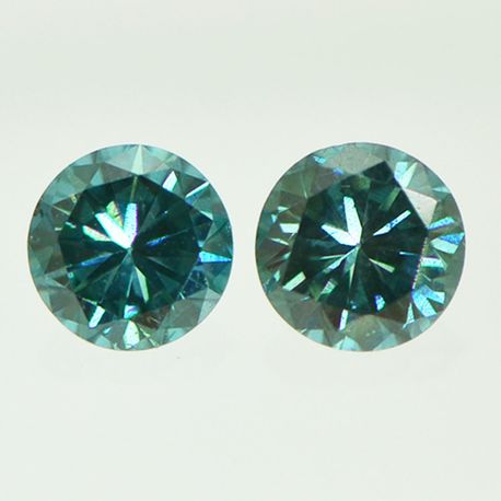 Round Shape Diamond Pair Fancy Green Color Loose Natural Enhanced VS1 0.84 TCW