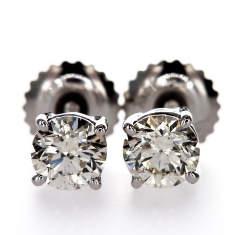 Real Diamond Solitaire Stud Earrings 0.82 TCW