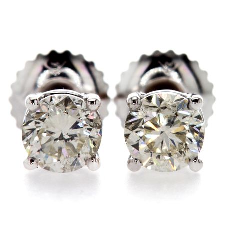 Round Diamond Stud Earrings 0.91 Carat G/H VS1/2 