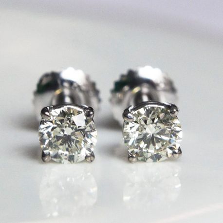 Real Diamond Stud Earrings Round 0.66 TCW H/VS2 14K White Gold