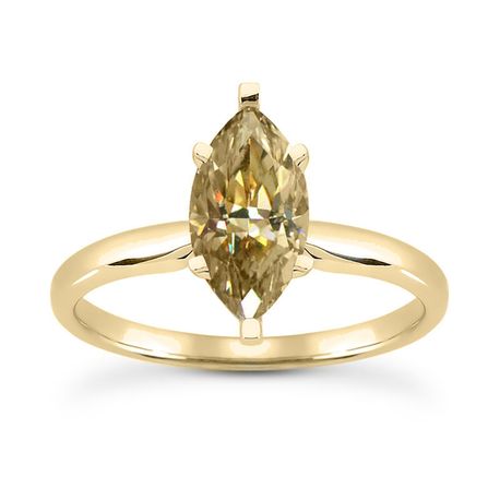 1 Carat Marquise Diamond Engagement Ring Brown Color 14K Yellow Gold VS1