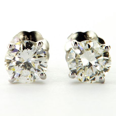 Diamond Stud Earrings Round 0.80 TCW G SI1 Solid 14K White Gold
