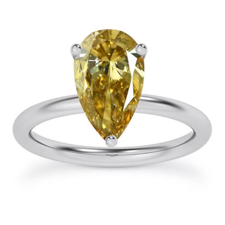 Diamond Solitaire Engagement Ring Pear Shape Color 14K White Gold 1.01 Carat GIA