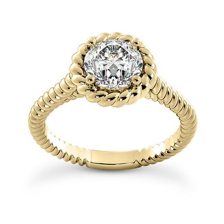 Round Diamond Engagement Ring D VS2 14K Yellow Gold 0.90 Carat