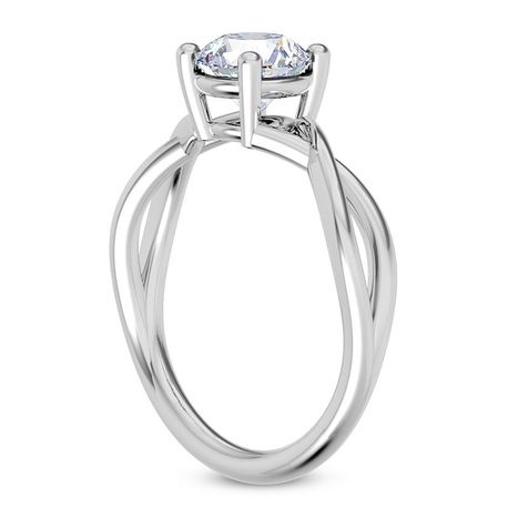 0.92 Carat Round Shape Diamond Solitaire Twist Ring E VS2 Treated 14K White Gold