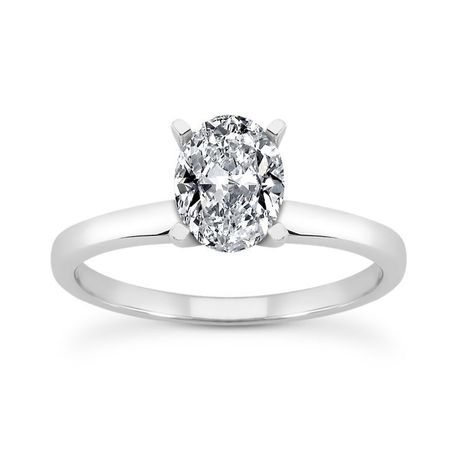 Oval Diamond Wedding Ring H SI2 14K White Gold 0.95 Carat IGI Certified