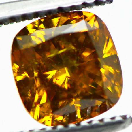Cushion Cut Diamond Natural Fancy Orange Yellow 1.54 Carat  