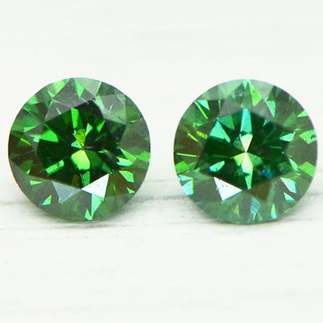 Matching Pair Round Green Diamonds 0.50 TCW 4.00 MM SI1/2