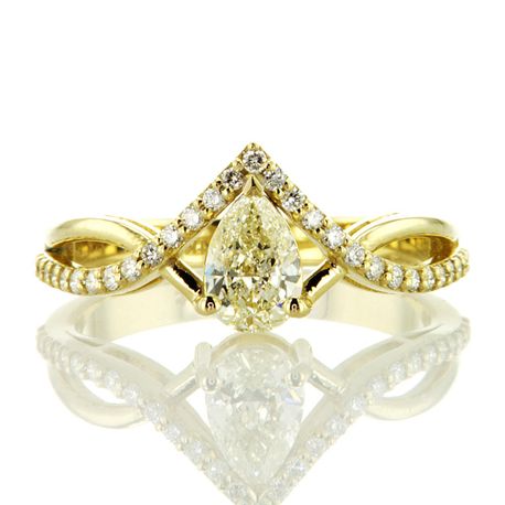 Infinity Split Shank 0.83 Ct Natural Mined Pear Diamond Engagement Ring 14K Gold