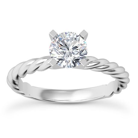 Genuine Round Diamond Solitaire Ring D VS2 14K White Gold 0.90 Carat