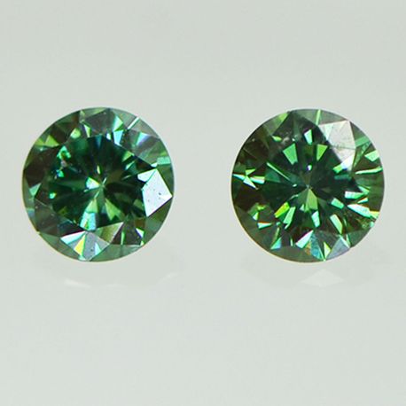 Round Cut Diamond Pair Fancy Green Color VS2 0.40 TCW