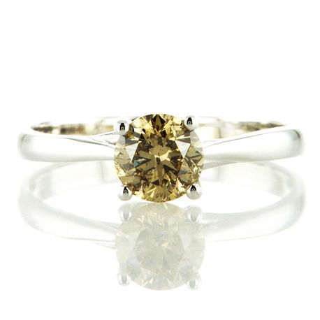 Diamond Solitaire Engagement Ring Round Fancy Brown 14K White Gold 1.00 Carat