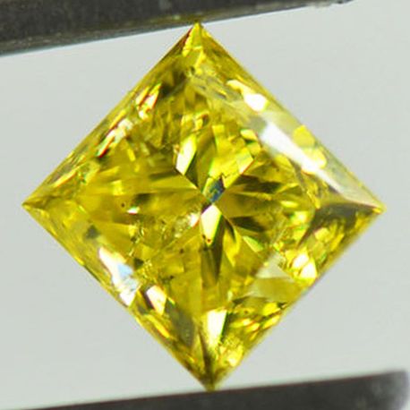 1 Carat Yellow Princess Diamond SI2 5.19X4.92 MM