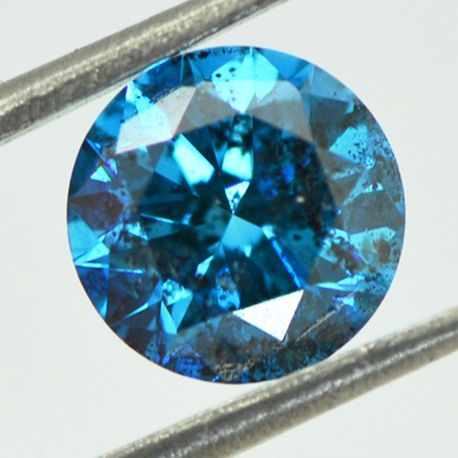 Round Cut Diamond Fancy Blue Color SI3 1.43 Carat Loose Enhanced Real For Ring