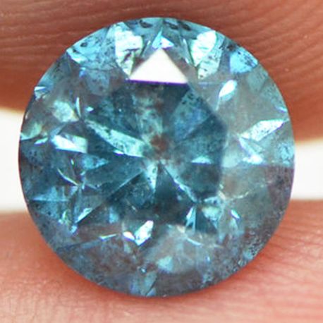 Loose Round Diamond Fancy Blue Color 1.76 Carat SI3 Natural Enhanced Polished