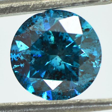 Loose Round Shape Diamond Real Fancy Blue Color 1.17 Carat I1 Certified Enhanced