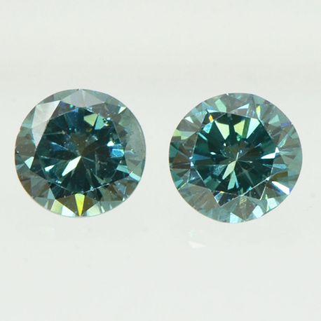 Round Cut Diamond Pair Fancy Turquoise VS1/2 0.58 TCW