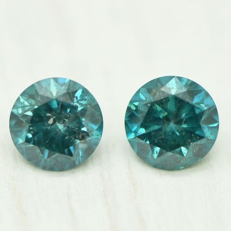 Loose Matching Pair Blue Round Diamonds 1.18 TCW SI2/3