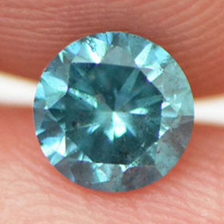 Round Shaped Diamond Fancy Blue Color Loose Real 0.53 Carat SI1 Natural Enhanced