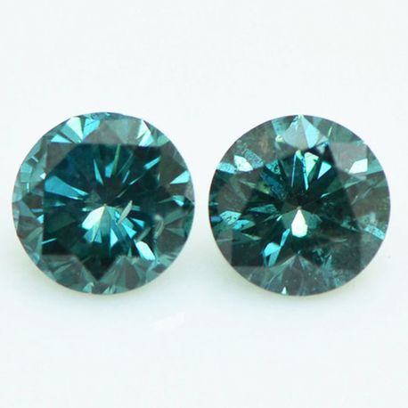 Turquoise Matching Pair Round Diamonds 0.70 TCW SI1