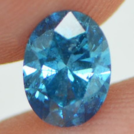 Blue Oval Diamond 0.72 Carat SI2 Certified 5.14X6.88 MM