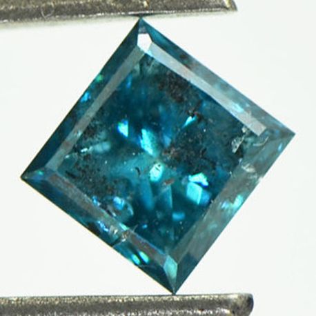 1 Carat Fancy Blue Princess Cut Natural Diamond 5.52X5.28 MM