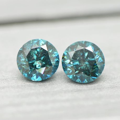 3.42 TCW Diamond Pair Round Fancy Blue Loose I1
