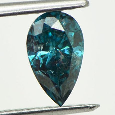 1.01 Carat Pear Shape Diamond Fancy Blue Color I1 Clarity Loose Enhanced Real 9.01X5.46 MM For Wedding Ring
