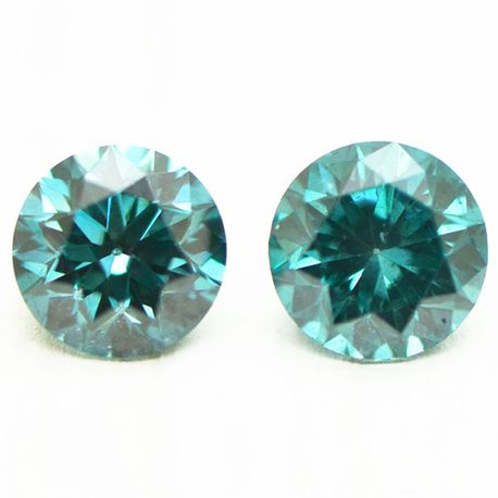 Round Diamonds Pair Fancy Turquoise 0.77 TCW VS1/2 