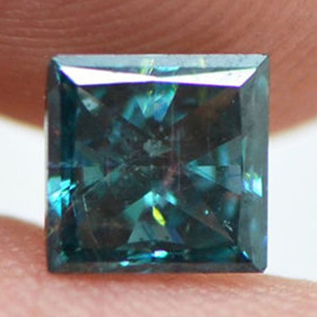 Princess Cut Diamond Loose Fancy Blue 0.76 Carat SI2 Certified Enhanced Natural Polished