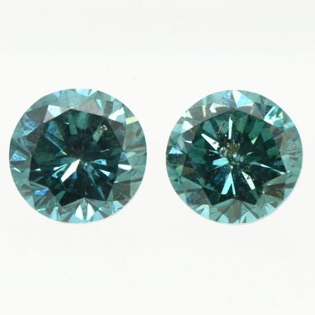 Loose Round Diamond Pair Fancy Blue 0.91 TCW SI1