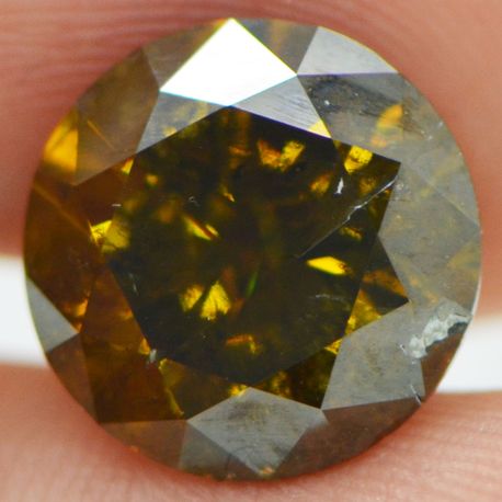 Loose Champagne Color Diamond 5.96 Carat Natural Enhanced SI3 Round Brilliant Shape