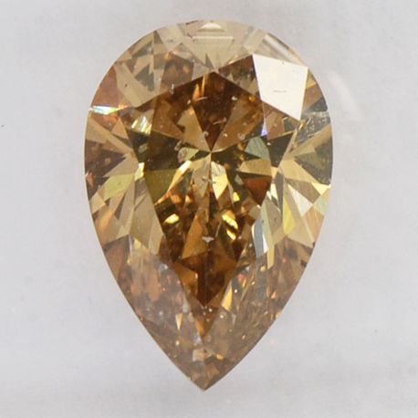 Pear Shape Diamond Fancy Orangy Brown Color 2.14 Carat SI1 IGI Certificate