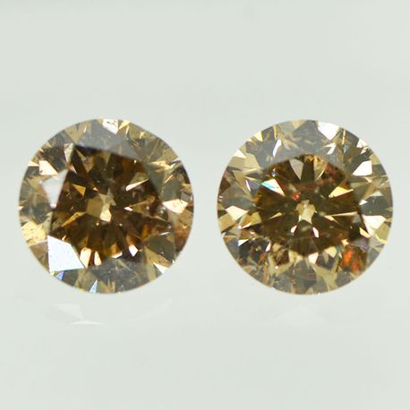 Round Cut Diamond Pair Fancy Champagne Color SI1 4.21 TCW