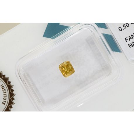 Cushion Diamond Natural Fancy Yellow Brown 0.50 Carat VS1 IGI Certificate