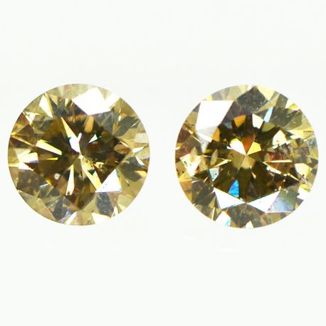 Round Diamonds Matching Pair Fancy Champagne 1.42 TCW SI1