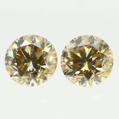 Round Diamond Pair Fancy Champagne Color 0.93 TCW VS1