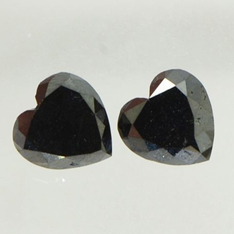 Black Heart Shape Diamond Pair 4.57 TCW