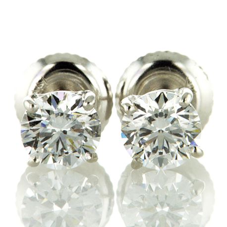 Diamond Stud Earrings Round E VVS2 Lab Created 14K White Gold 1.10 TCW IGI Certified